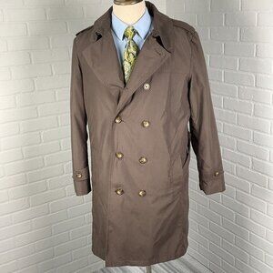 Savile Row‎ London Coat Men Medium 42 Brown Kingston Trench Rain Belt Warmer VTG